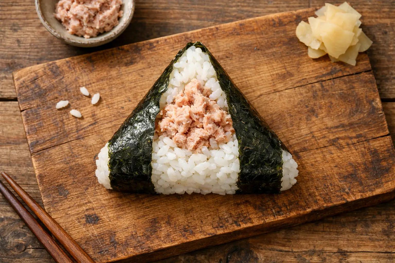Triangular onigiri rice ball wrapped in nori from 7-Eleven Japan