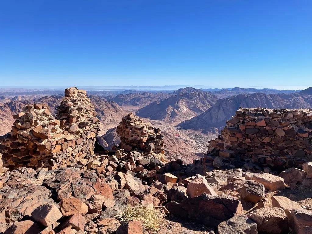 Stone ruins of the unfinished Abbas Basha palace on the Sinai highland ridge at 2,304 metres