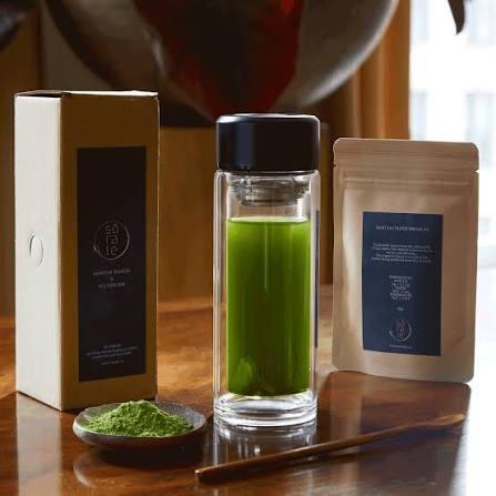 Ceremonial grade matcha drink at Sorate matcha bar in SoHo NYC