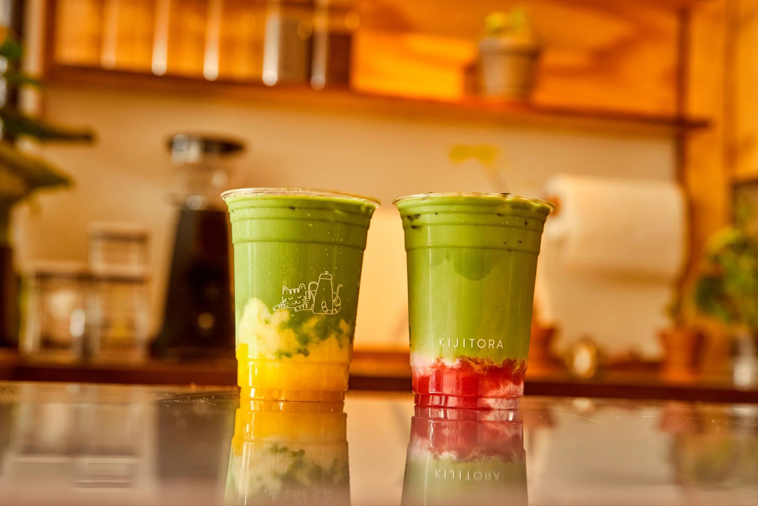 Strawberry Matcha Latte at Kijitora NYC cafe