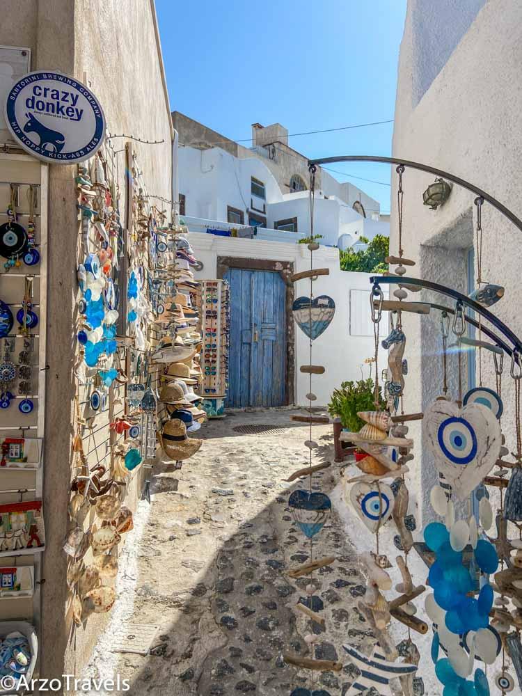 Pyrgos village hilltop with Venetian castle, Santorini