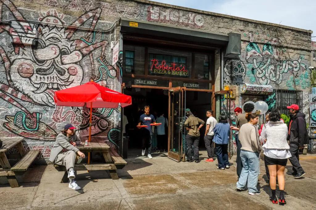 Neapolitan pizza from Roberta's restaurant in Bushwick Brooklyn