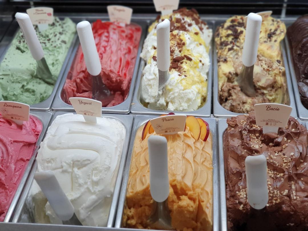 Colourful ice cream display at Venous Ice Cream parlour on the Alexandria Corniche
