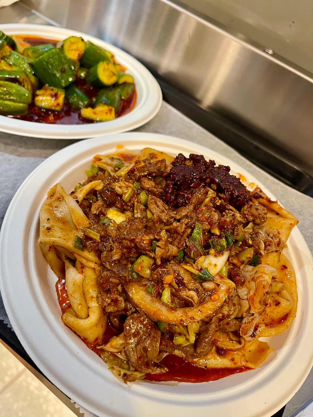 Bowl of hand-ripped biang biang noodles from Xi'an Famous Foods